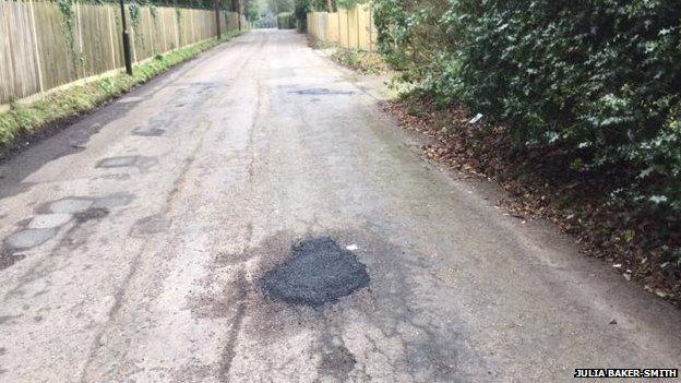 Road repairs outside Julia Baker-Smith's home