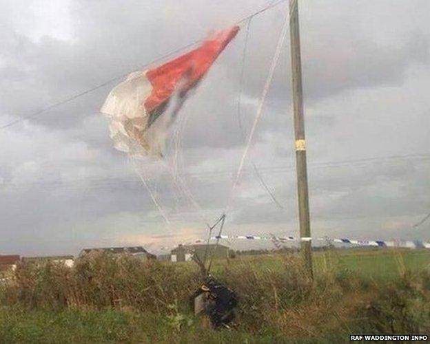 Parachute and ejector seat from the plane