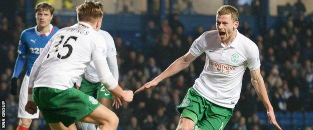 Scott Robertson fired Hibs into a 19th-minute lead at Ibrox