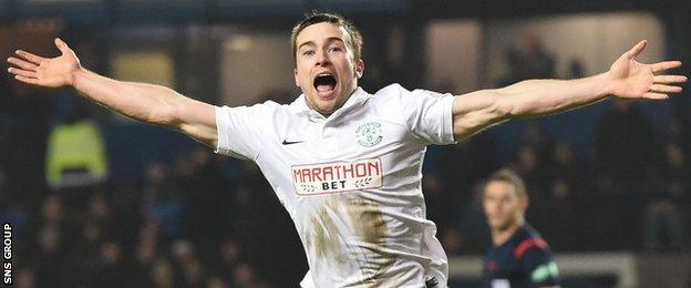 Lewis Stevenson scored Hibernian's second goal at Ibrox