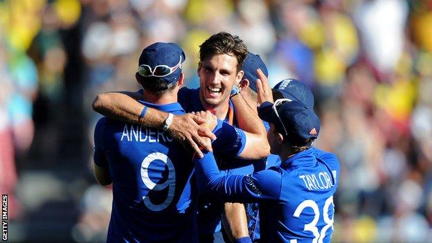 Steven Finn celebrates