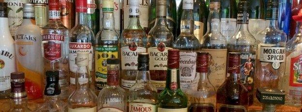 Bottles of alcohol