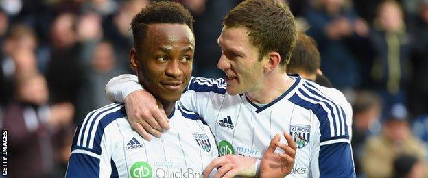 West Brom's Saido Berahino and Craig Gardner