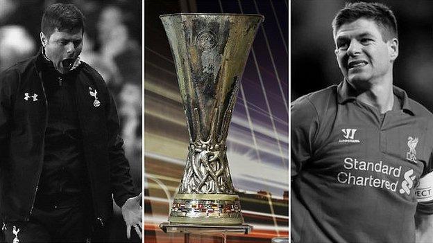 Mauricio Pochettino, Europa League trophy and Steven Gerrard