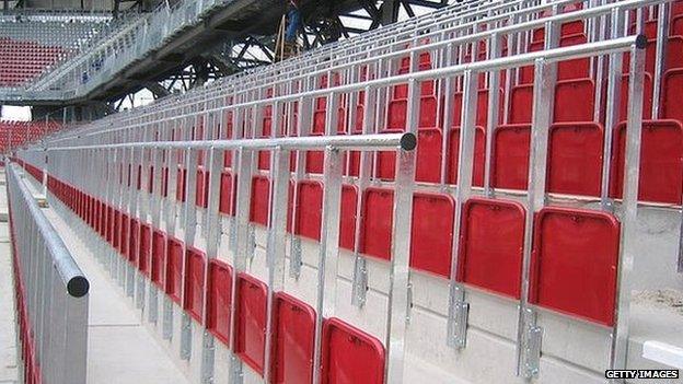 Example of safe-standing area at a German football ground