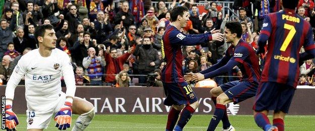 Lionel Messi and Marc Bartra
