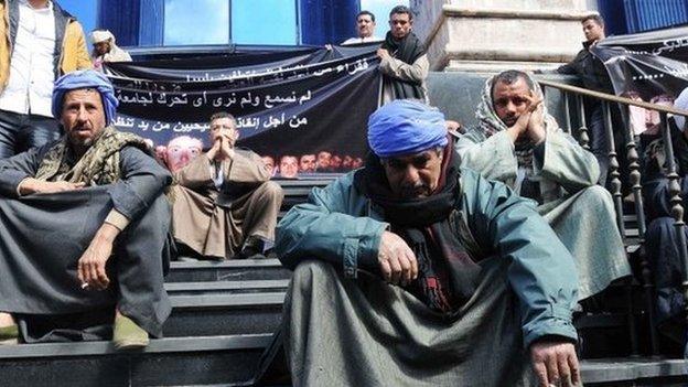 Egyptians protest what they characterise as Government inaction in reaction to the kidnapping of Copts in Libya, Cairo, Egypt, 13 February 2015