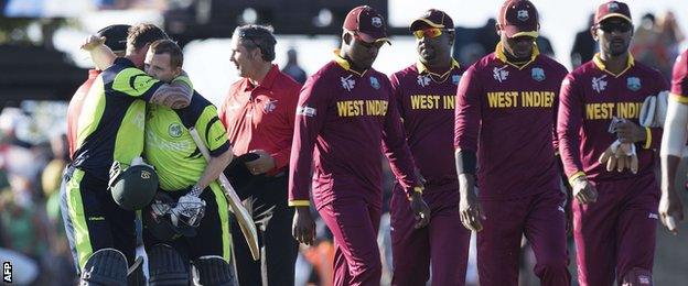 Ireland celebrate victory over West Indies