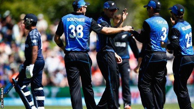 New Zealand celebrate in Dunedin