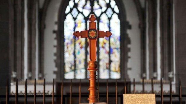 A cross in a church