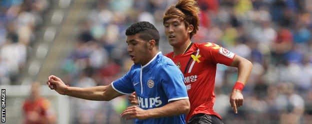 Zakaria Bakkali in action for PSV Eindhoven