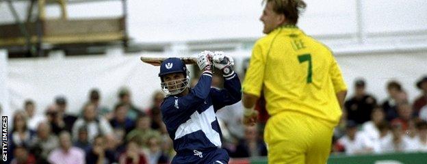 George Salmond in action against Australia at the 1999 Cricket World Cup