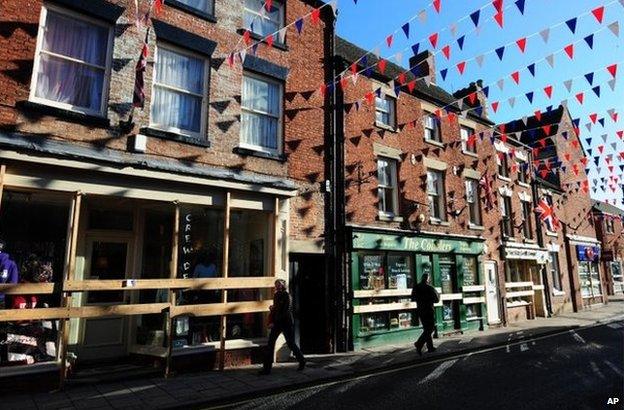 Boarded up shops in Ashbourne