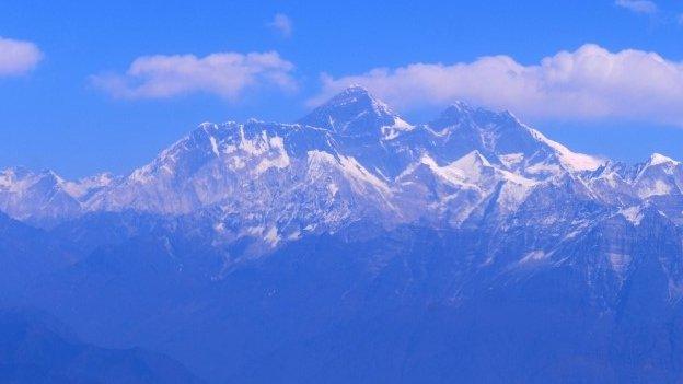 An aerial view of Mount Everest mountain range