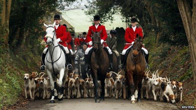 Riders and dogs of the Old Surrey Burstow and West Kent Hunt