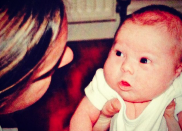 Caroline with Seb when he was a small baby