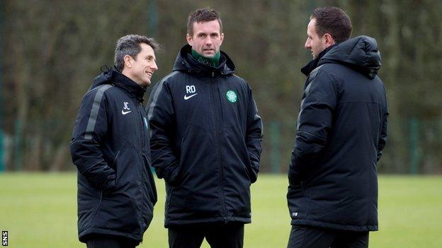 Ronny Deila, John Collins and John Kennedy