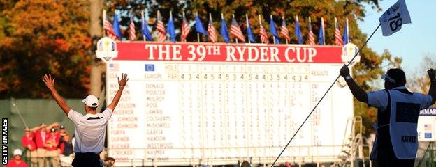 Martin Kaymer's winning putt clinched the Ryder Cup for Europe at Medinah in 2012