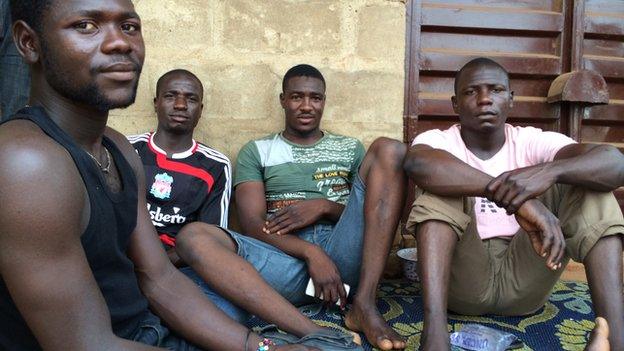 Truck drivers from Maiduguri, Nigeria, pictured at Ogbere Trailer Park in Ogun State - February 2015