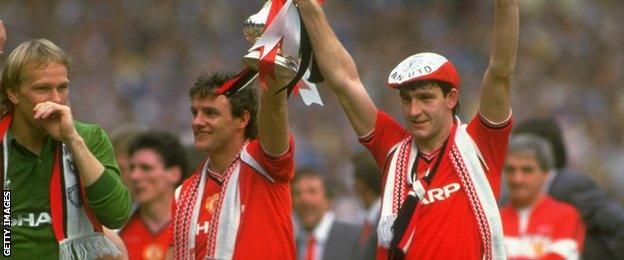 Gary Bailey, Kevin Moran and Norman Whiteside