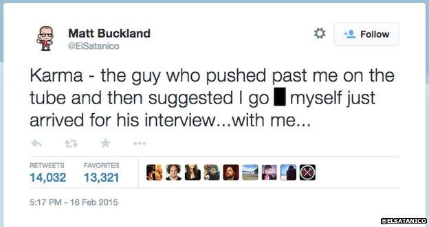 Tweet by recruiter Matt Buckland