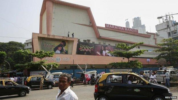 A general view of Maratha Mandir theatre screening Bollywood movie "Dilwale Dulhania Le Jayenge" (The Big Hearted Will Take the Bride), starring actor Shah Rukh Khan, in Mumbai December 12, 2014