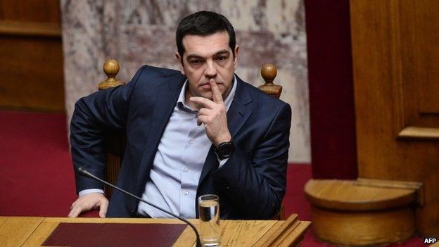 Alexis Tsipras in the Greek parliament 18 February 2015