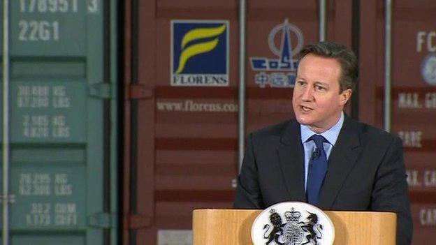 David Cameron at the Port of Felixstowe