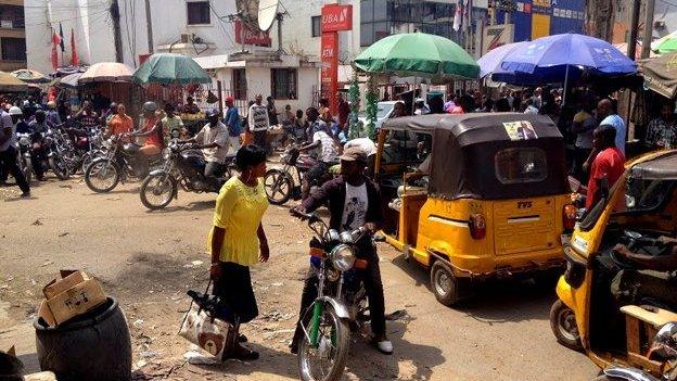 street scene with motorbikes