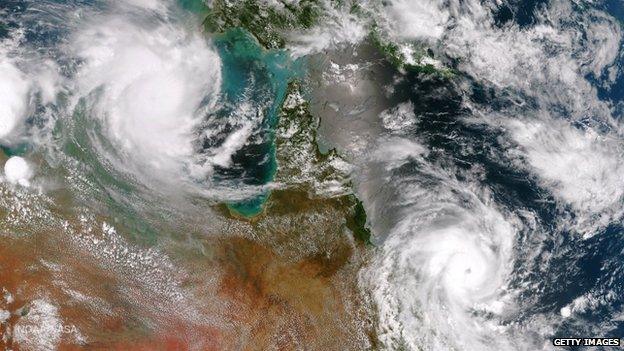 Cyclones Lam (top) and Marcia