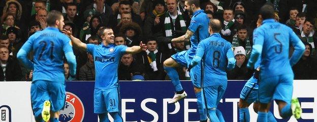 It did not take Inter Milan long to take a 2-0 lead at Celtic Park