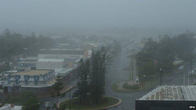 Driving rain and high winds from Cyclone Marcia hit Yeppoon, Queensland, Australia, on 20 February 2015