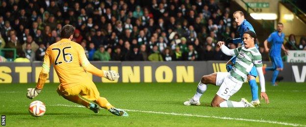 Roland Palacio scores for Inter Milan against Celtic