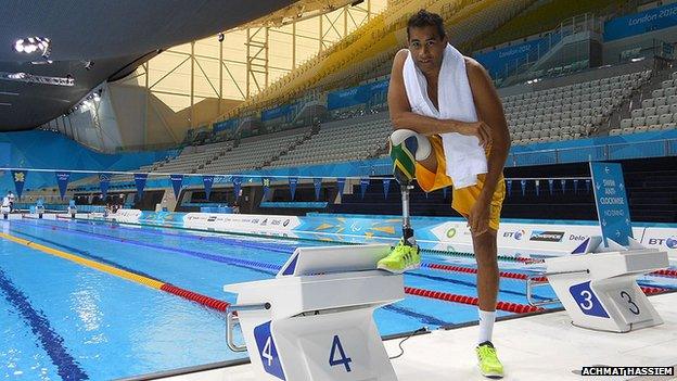 Achmat Hassiem in a swimming pool