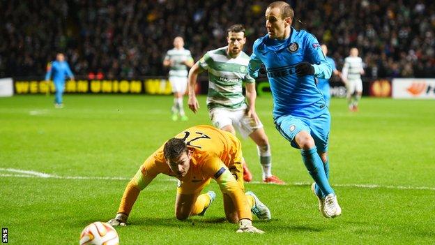 Rodrigo Palacio scores for Inter Milan against Celtic