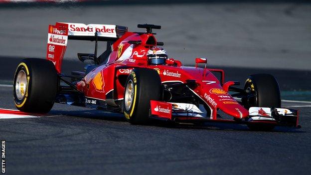 Kimi Raikkonen in action during day one of Formula 1 winter testing at Circuit de Catalunya