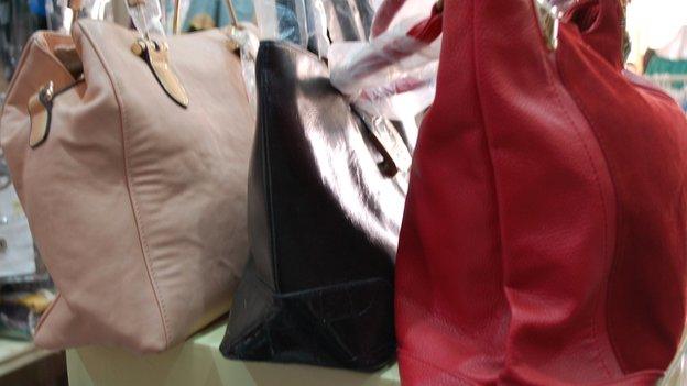 Bags for sale at Alhayat Global Synergy in Kano, Nigeria - February 2015