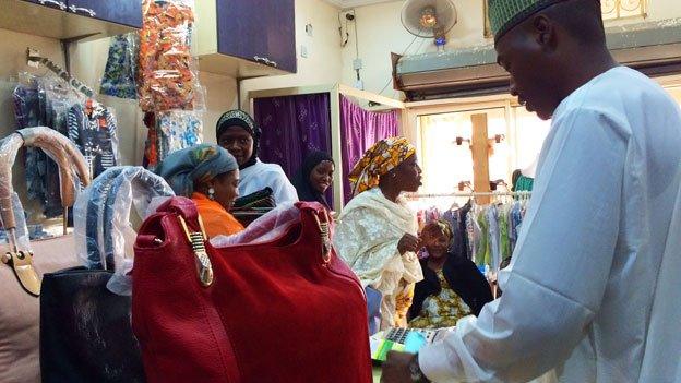 Customers at Alhayat Global Synergy in Kano, Nigeria - February 2015