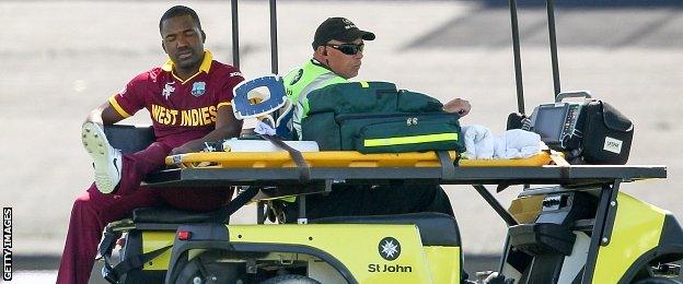 Darren Bravo of West Indies leaves the field