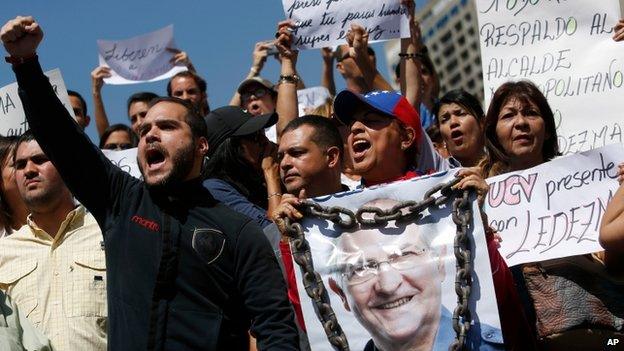 Antonio Ledezma supporters protest in Caracas. Photo: 20 February 2015