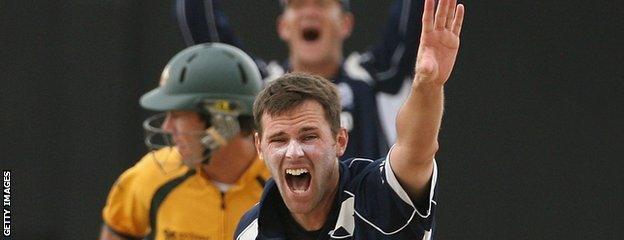 Craig Wright in action for Scotland against Australia at the 2007 Cricket World Cup