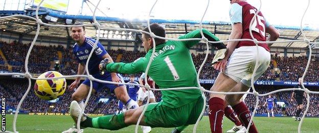 Chelsea defender Branislav Ivanovic puts Chelsea ahead against Burnley