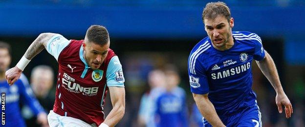 Burnley midfielder Michael Kightly (left) and Chelsea defender Branislav Ivanovic