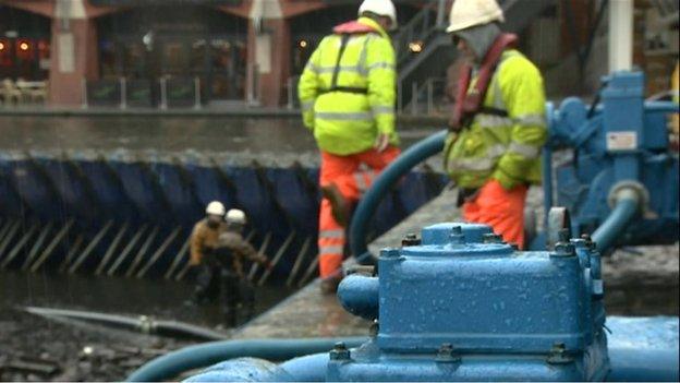 pumps sucking water from the canal