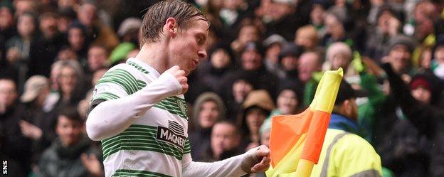 Stefan Johansen celebrates putting Celtic two goals up