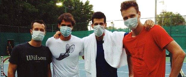 Philipp Kohlschreiber, Roger Federer, Novak Djokovic and Tomas Berdych