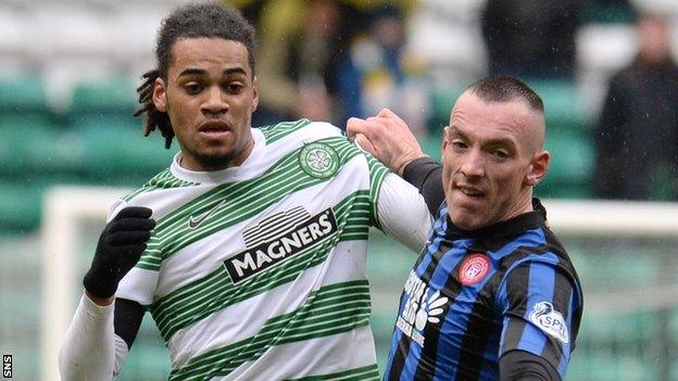 Celtic's Jason Denayer and Accies' Darian Mackinnon