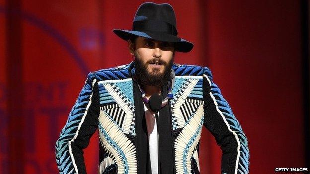 Jared Leto on stage at the 2015 Film Independent Spirit Awards