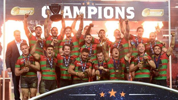 South Sydney Rabbitohs with the World Club Challenge trophy