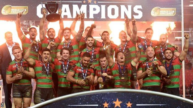 South Sydney Rabbitohs with the World Club Challenge trophy